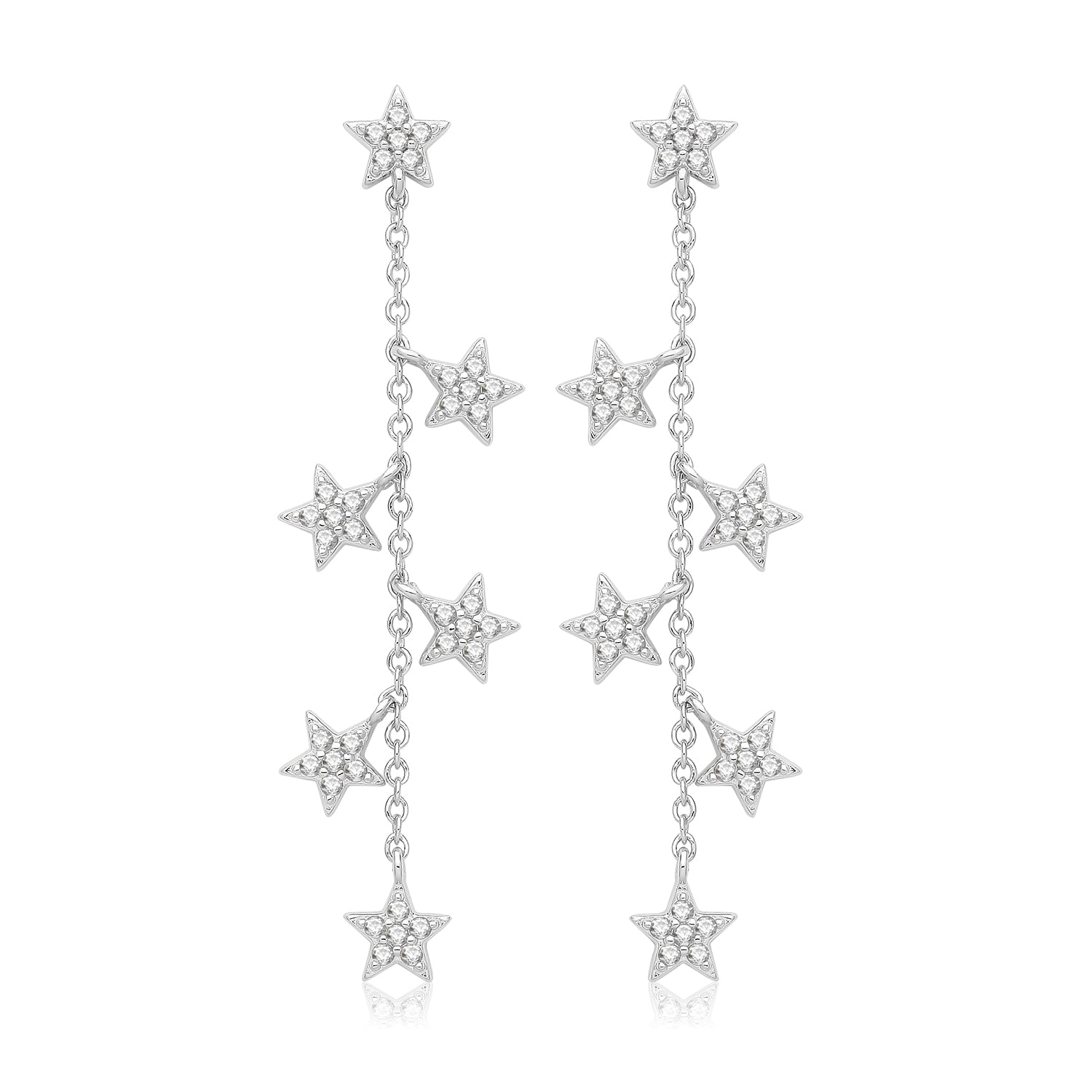 SILVER RHODIUM PLATED STARS DROP