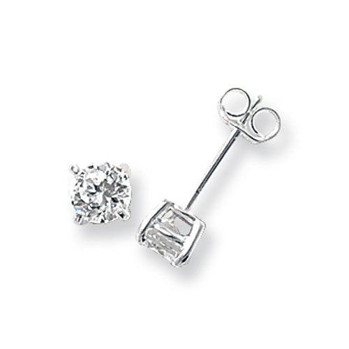 SILVER 5MM ROUND CZ STUD EARRING