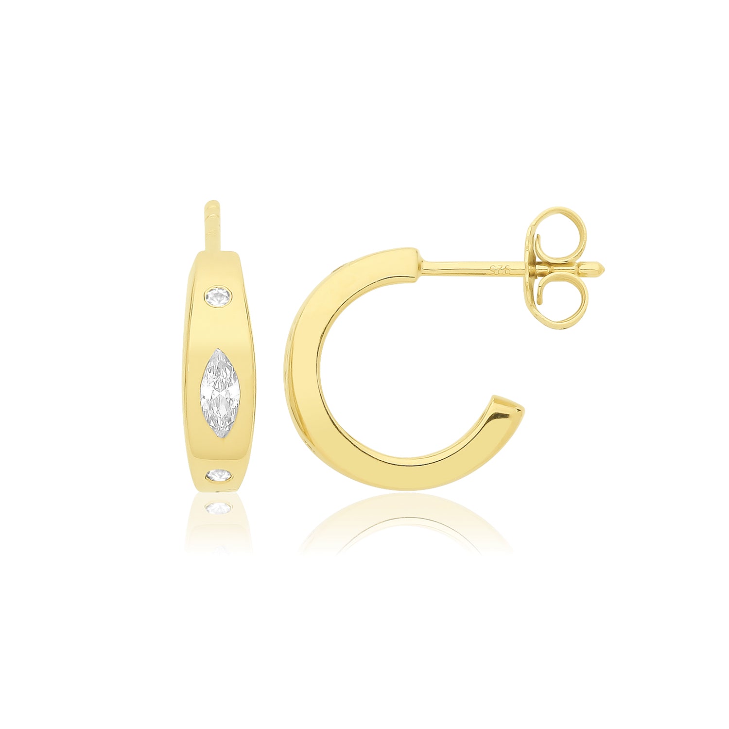 SILVER GOLD PLATED SET HOOP EARRINGS