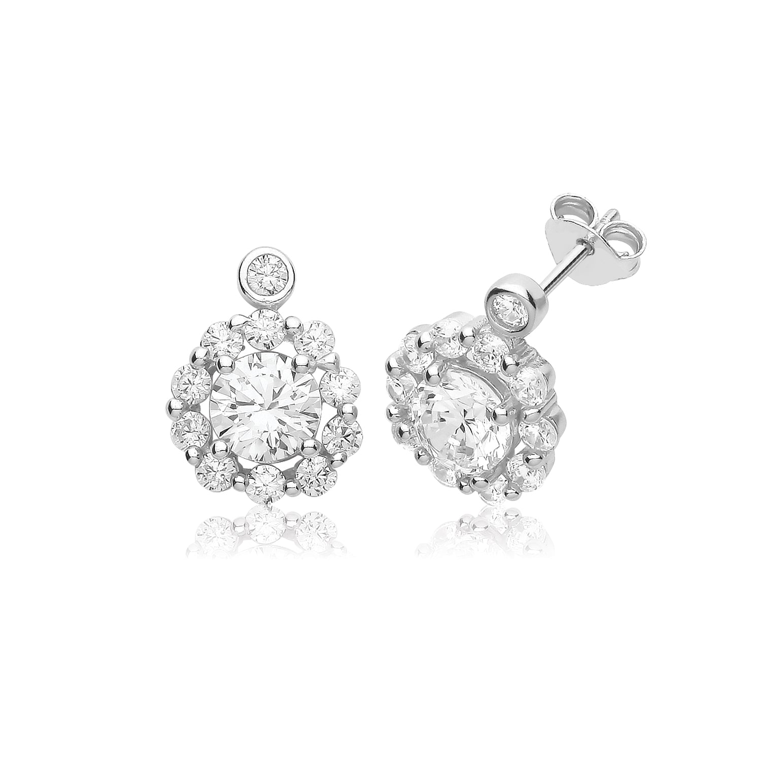 SIVER CZ CLUSTER STUDS