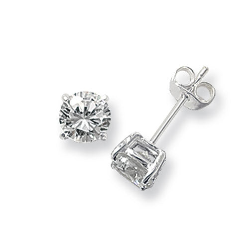 SILVER 6MM ROUND CZ STUD EARRING