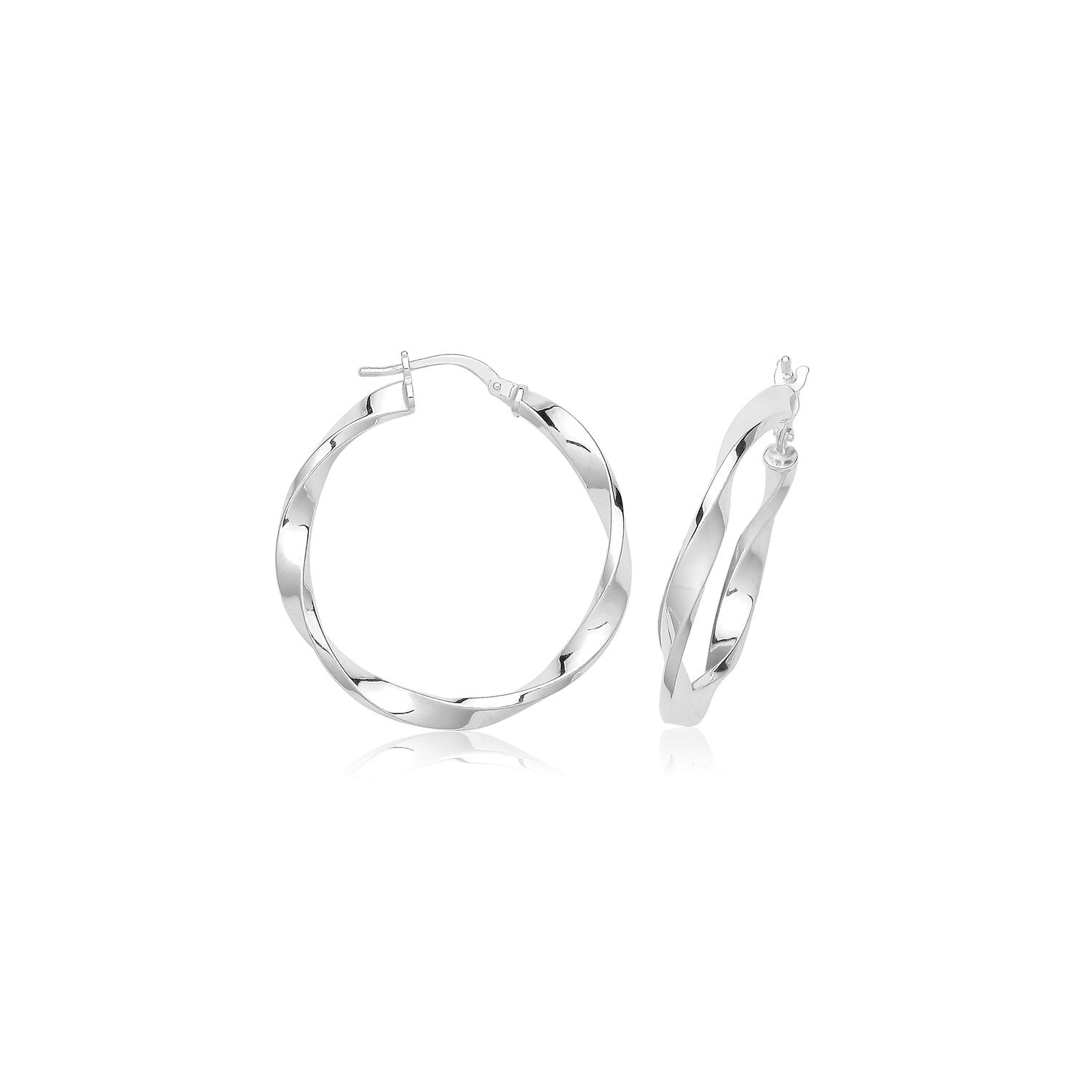 SILVER 25MM TWISTED HOOPS