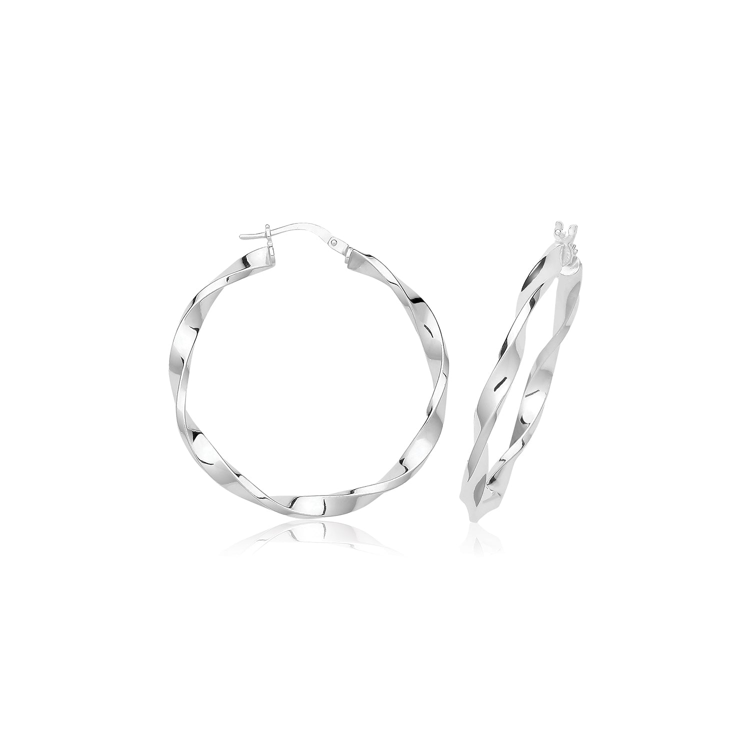 SILVER 25MM TWISTED HOOPS