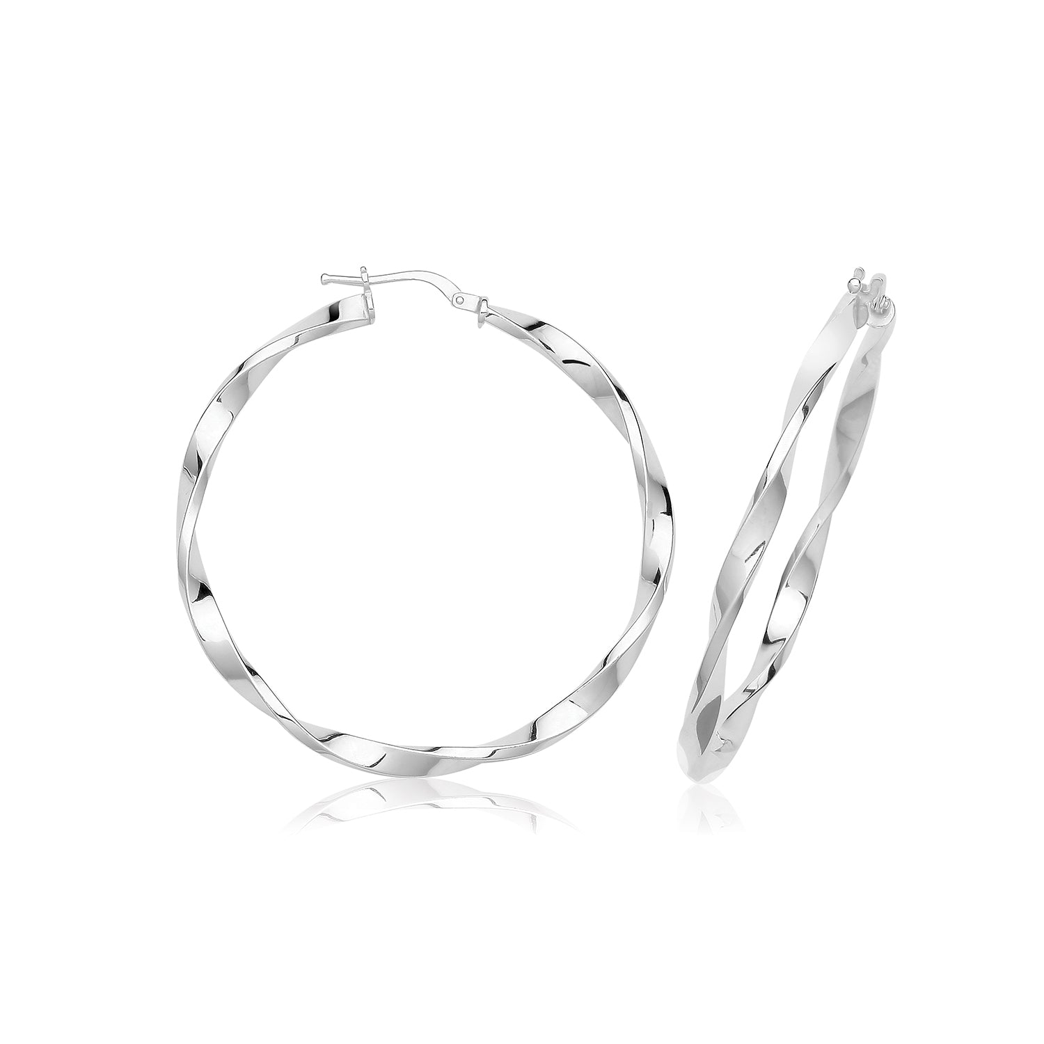 SILVER 25MM TWISTED HOOPS