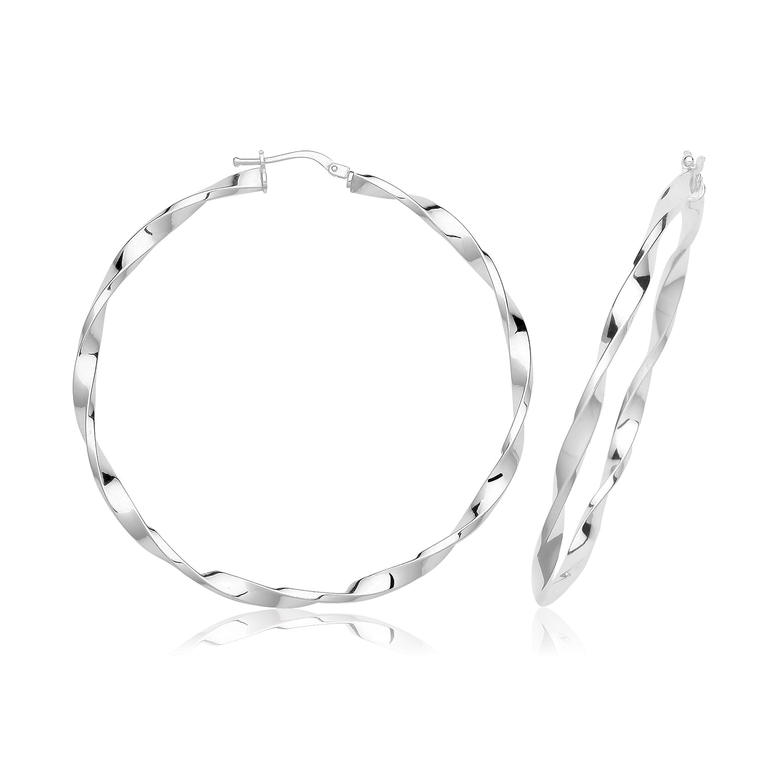 SILVER 25MM TWISTED HOOPS