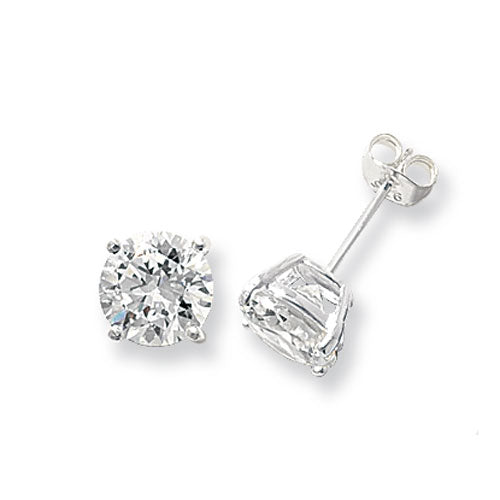 SILVER 8MM ROUND CZ STUD EARRING