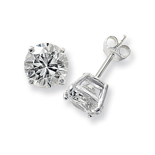 SILVER 9MM ROUND CZ STUD EARRING