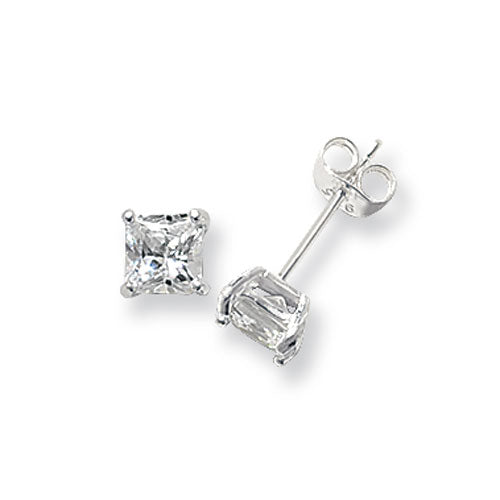 SILVER 5MM SQUARE CZ STUD EARRING