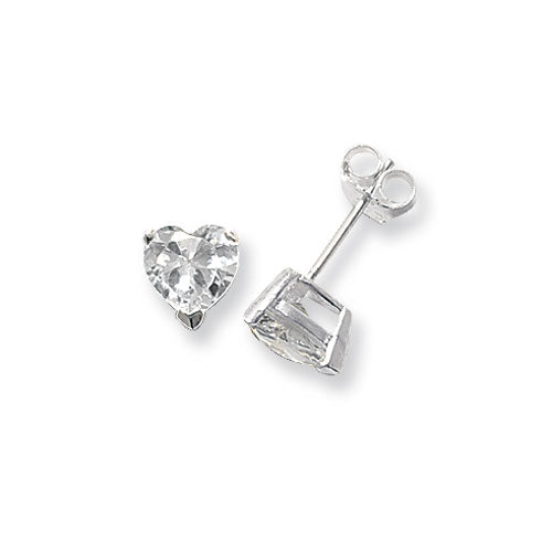 SILVER 7MM  HEART SHAPE STUD EARRINGS