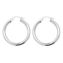 SILVER 20MM PLAIN HOOP EARRINGS