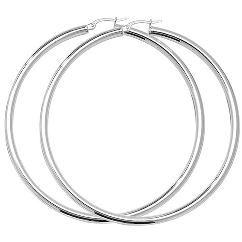 SILVER 60MM PLAIN HOOP EARRINGS