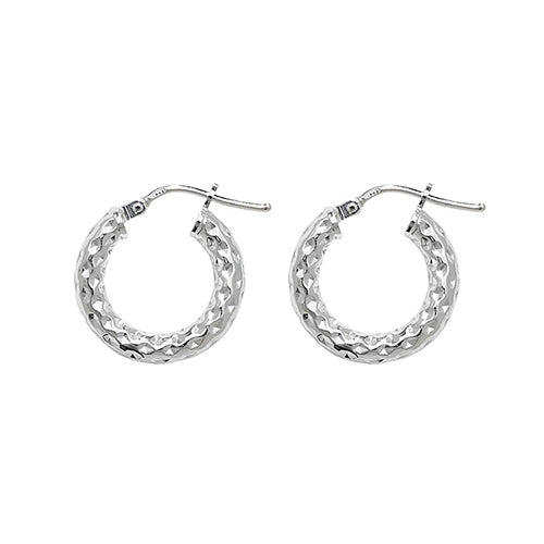 SILVER 10MM DIA CUT HOOP EARRINGS