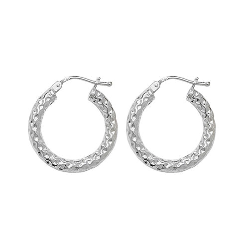 SILVER 15MM DIA CUT HOOP EARRINGS