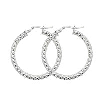 SILVER 25MM DIA CUT HOOP EARRINGS