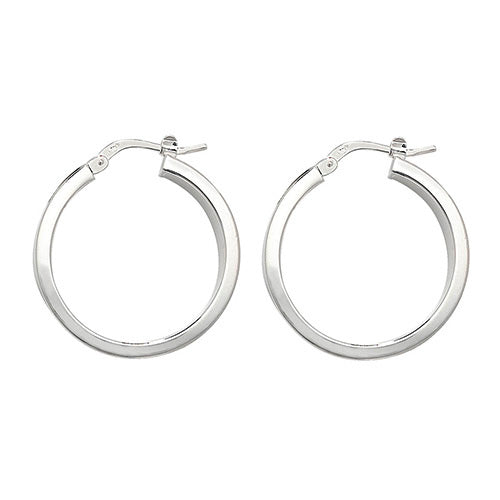 SILVER 20MM PLAIN HOOP EARRINGS