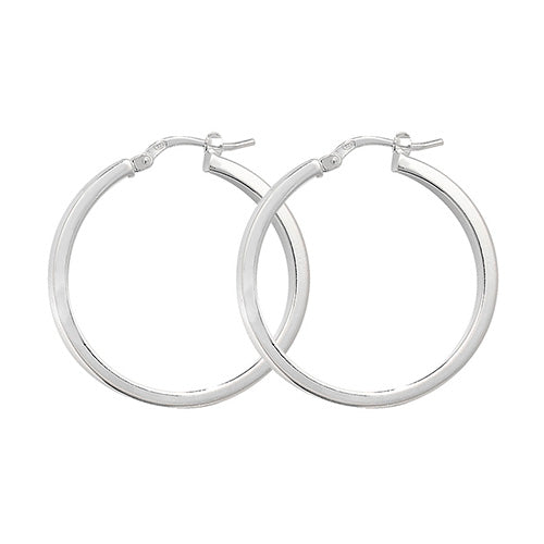 SILVER 25MM PLAIN HOOP EARRINGS