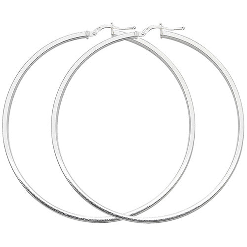 SILVER 60MM PLAIN HOOP EARRINGS