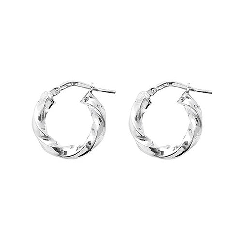 SILVER 10MM TWISTED HOOP EARRINGS