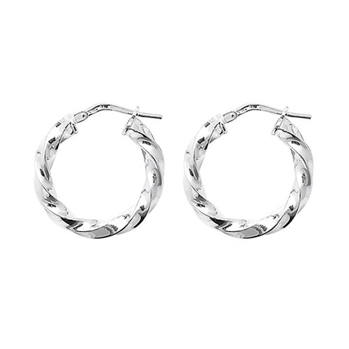 SILVER 15MM TWISTED HOOP EARRINGS