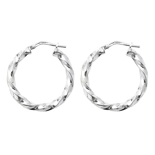 SILVER 20MM TWISTEDHOOP EARRINGS