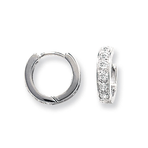 SILVER HINGED CZ EARRINGS