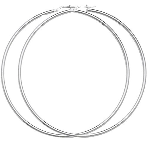 SILVER 70MM PLAIN HOOP EARRINGS