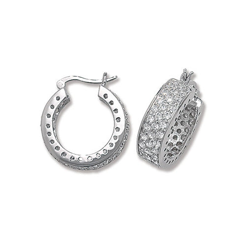 SILVER 15MM CZ HOOP EARRINGS