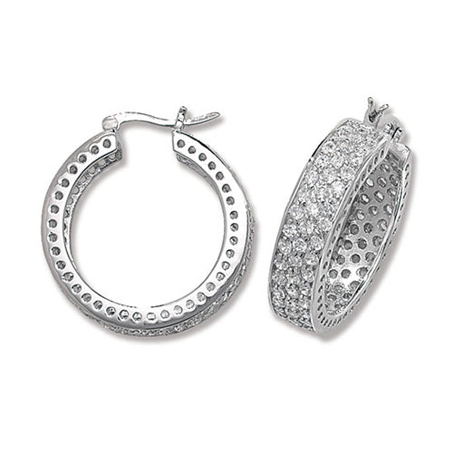 SILVER 20MM CZ HOOP EARRINGS