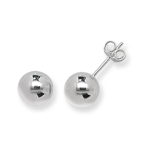 SILVER 8MM BALL STUD EARRINGS
