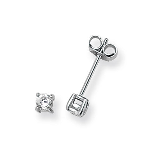 SILVER 3MM ROUND CZ STUD EARRING