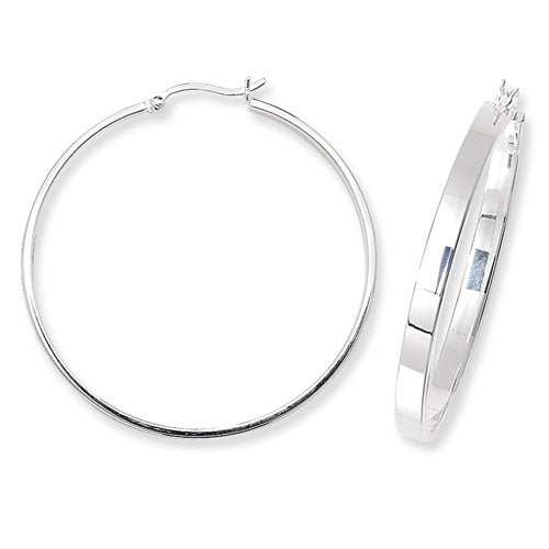 SILVER 40MM PLAIN HOOP EARRINGS