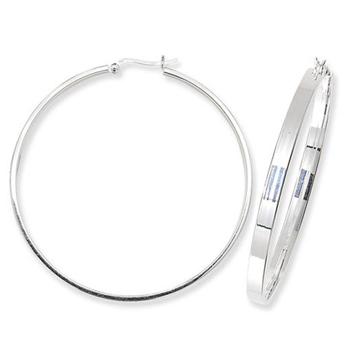 SILVER 50MM PLAIN HOOP EARRINGS