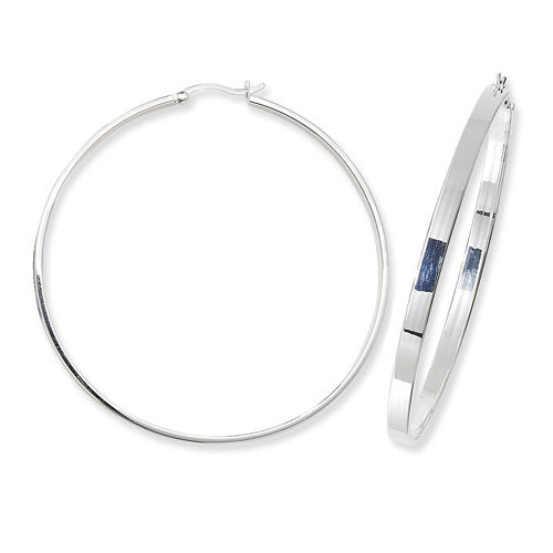 SILVER 60MM PLAIN HOOP EARRINGS