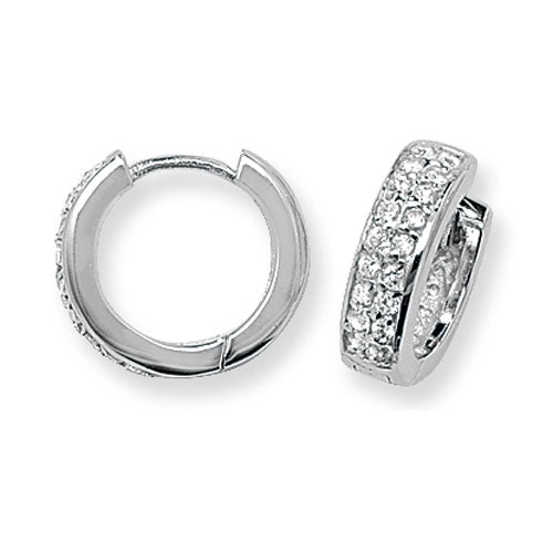 SILVER HINGED CZ EARRINGS