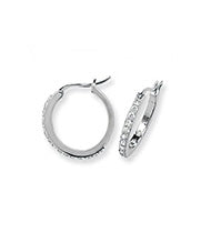 SILVER 15MM CZ HOOP EARRINGS