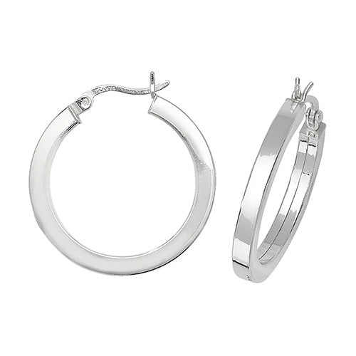 SILVER 20MM PLAIN HOOP EARRINGS