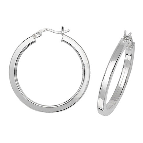 SILVER 25MM PLAIN HOOP EARRINGS