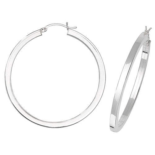 SILVER 40MM PLAIN HOOP EARRINGS