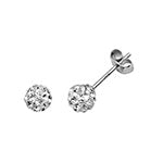 SILVER 5MM CRYSTAL BALL STUD EARRINGS