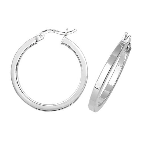 SILVER 20MM PLAIN  HOOP EARRINGS