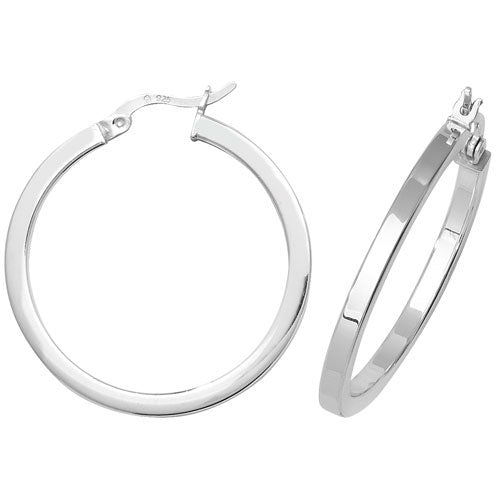 SILVER 25MM PLAIN  HOOP EARRINGS