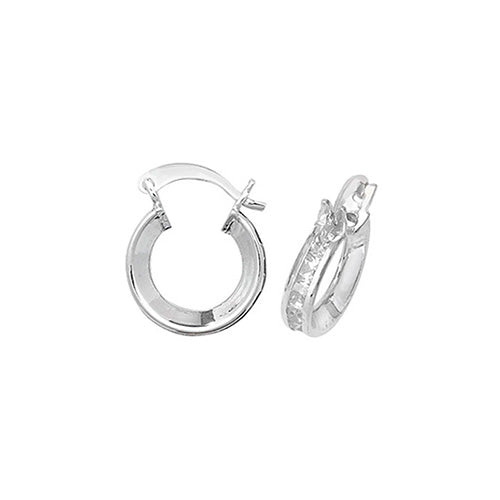 SILVER 08MM CZ HOOP EARRINGS