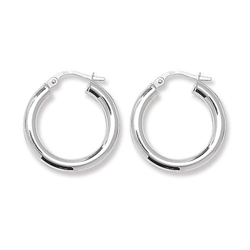 SILVER 15MM PLAIN HOOP EARRINGS