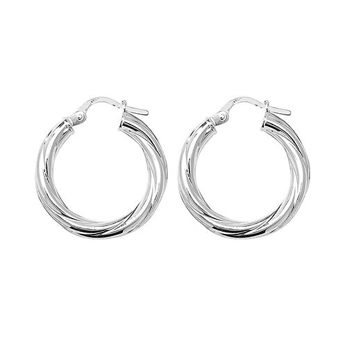 SILVER 15MM TWISTED HOOP EARRINGS