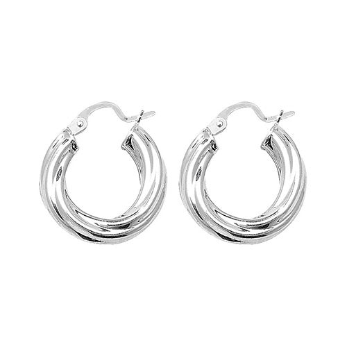 SILVER 10MM TWISTED HOOP EARRINGS