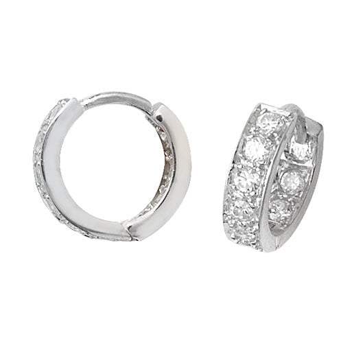 SILVER HINGED CZ EARRINGS