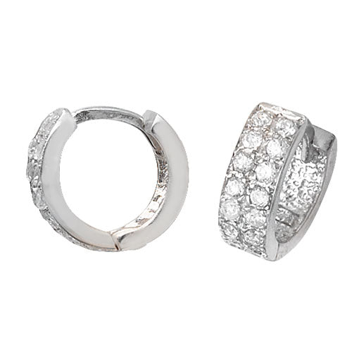 SILVER HINGED CZ EARRINGS