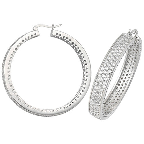 SILVER 40MM CZ HOOP EARRINGS