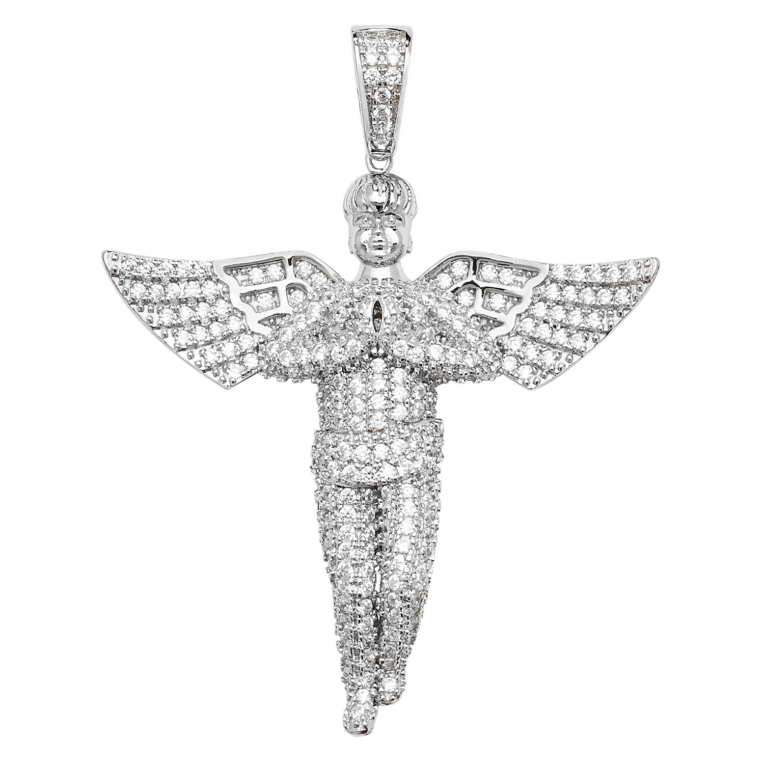 SILVER CZ ANGEL PENDANT