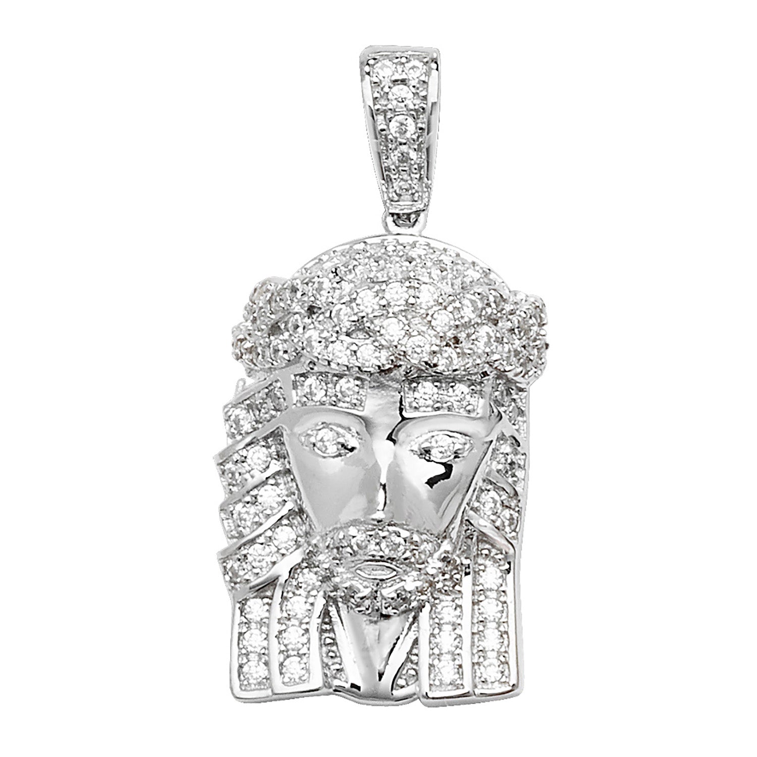 SILVER CZ JESUS CHRIST PENDANT